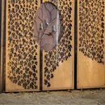 Modern Outdoor Garden Metal Divider Rusty Corten Steel Screen with Laser Cut Design