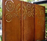 Modern Outdoor Garden Metal Divider Rusty Corten Steel Screen with Laser Cut Design