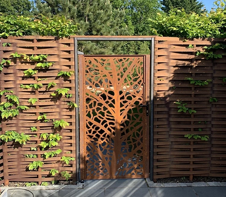 Garden Fencing Trellis Gates Courtyard Door Corten Steel Laser Cut Gates