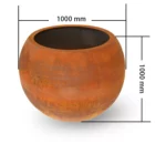 Large Modern Sphere Plant Box Metal Flower Pot Garden Rusty Bespoke Corten Steel Planter Box