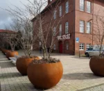Large Modern Sphere Plant Box Metal Flower Pot Garden Rusty Bespoke Corten Steel Planter Box