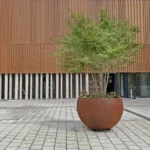 Large Modern Sphere Plant Box Metal Flower Pot Garden Rusty Bespoke Corten Steel Planter Box