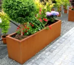 Large Modern Sphere Plant Box Metal Flower Pot Garden Rusty Bespoke Corten Steel Planter Box