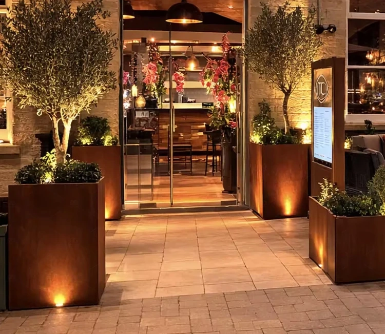 Outdoor Rectangular Flower Pot Corten Steel Planter Rusted Steel Planters