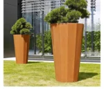 Raised Flower Beds Tall Corten Steel Hortensia Stand Indoor Self Watering Corrosion Resistant Modern Garden Window Wall Planter