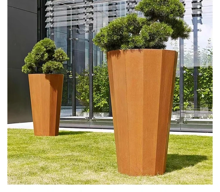 Raised Flower Beds Tall Corten Steel Hortensia Stand Indoor Self Watering Corrosion Resistant Modern Garden Window Wall Planter