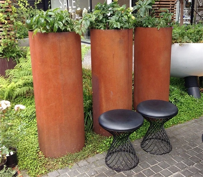 Raised Flower Beds Tall Corten Steel Hortensia Stand Indoor Self Watering Corrosion Resistant Modern Garden Window Wall Planter