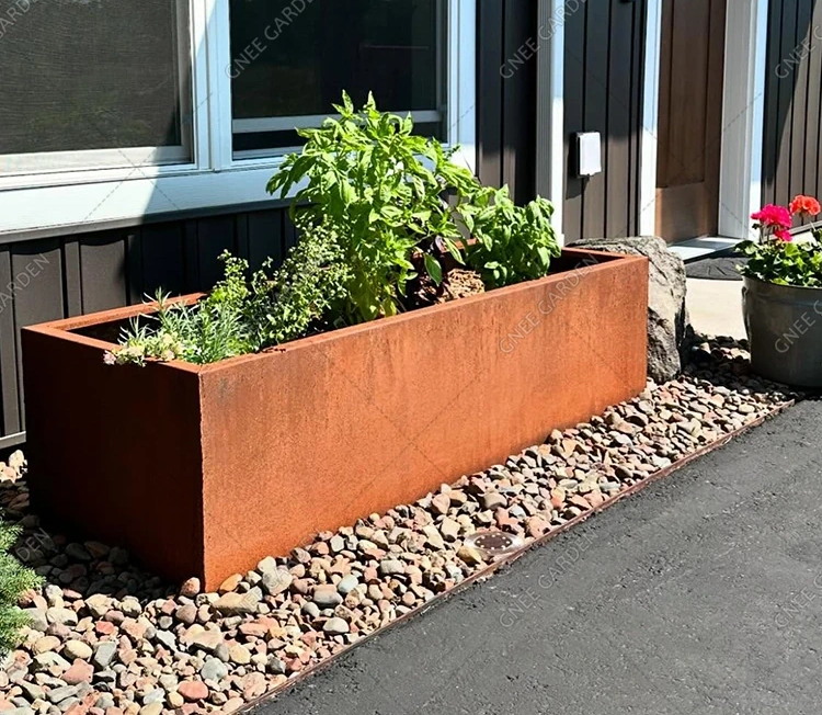 Garden Customized Corten Steel Cube Planter Rust Square Metal Plant Flower Pots Outdoor Box Planters