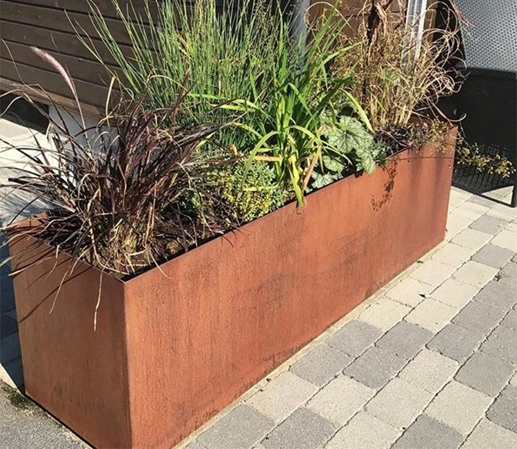 Garden Customized Corten Steel Cube Planter Rust Square Metal Plant Flower Pots Outdoor Box Planters