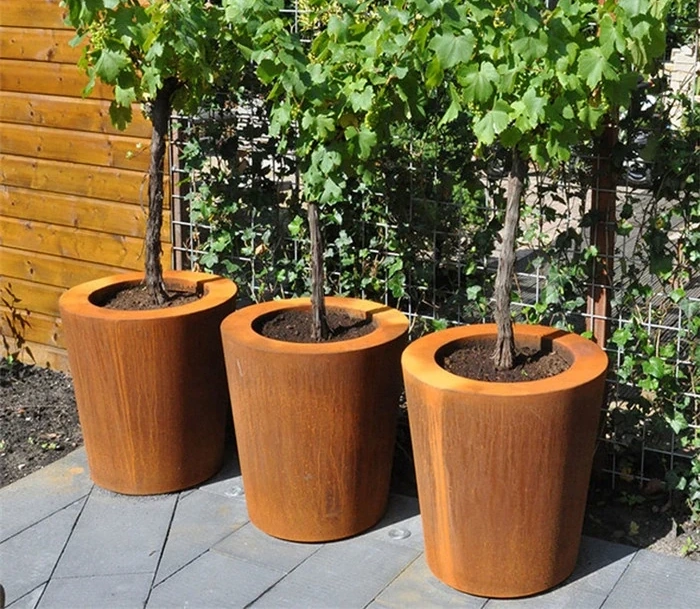Outdoor Indoor Decoration Raised Garden Corten Steel Large Planters Planter Box Big Flower Pot