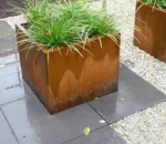 Square Corten Steel Plant Pots Large Rustic Metal Garden Planters