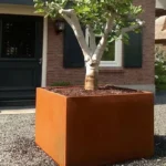 Square Corten Steel Plant Pots Large Rustic Metal Garden Planters