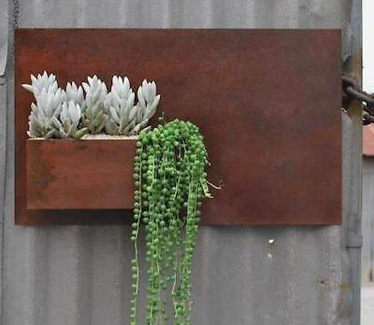 Hanging Wall Outdoor Laser Cut Corten Steel Decorative Flower Pot