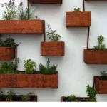 Hanging Wall Outdoor Laser Cut Corten Steel Decorative Flower Pot