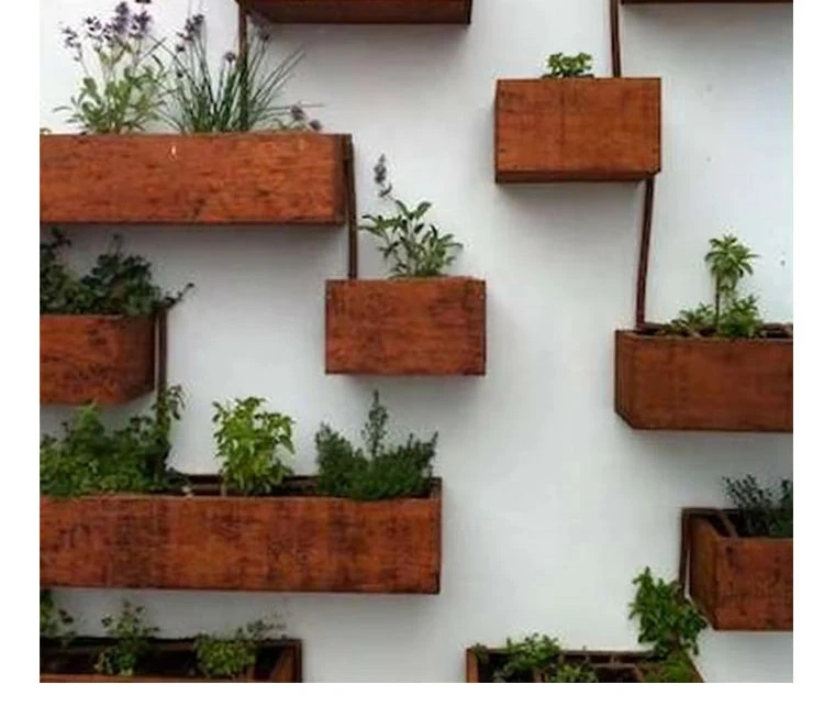 Hanging Wall Outdoor Laser Cut Corten Steel Decorative Flower Pot