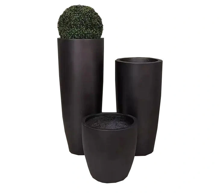 Green and Black Chinese Style Fiberglass Planter Garden Home Flower Pot for Indoor and Outdoor Use