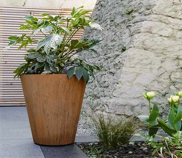 Wholesale Factory Directly Corten Steel Customized Color Size European Style Corrosion Resistant Home Garden Outdoor Flower Pot