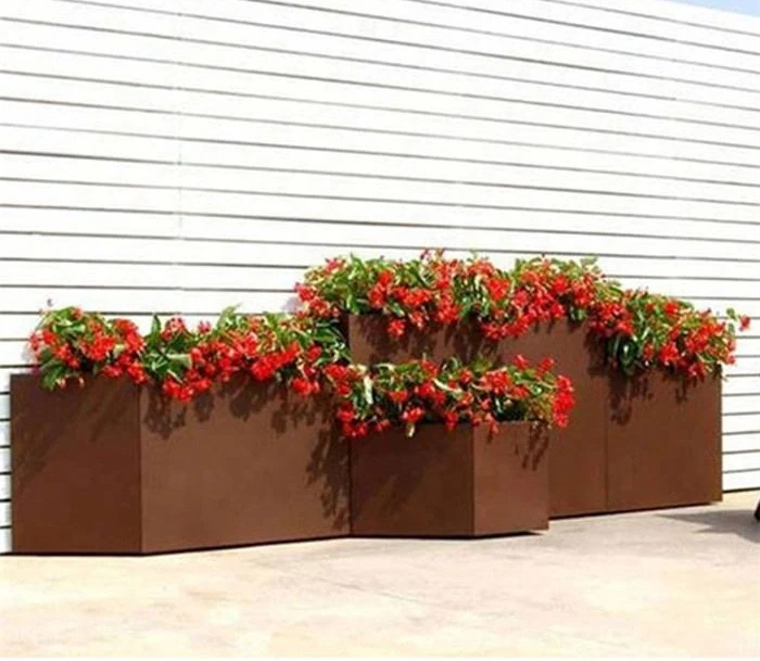 Outdoor Raised Garden Corten Steel Large Planters Planter Box Flower Pot