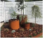 Outdoor Corten Steel Round Flower Pot Rusted Metal Planter Corten Flower Pot
