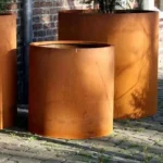 Outdoor Corten Steel Round Flower Pot Rusted Metal Planter Corten Flower Pot