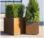 Outdoor Corten Steel Round Flower Pot Rusted Metal Planter Corten Flower Pot