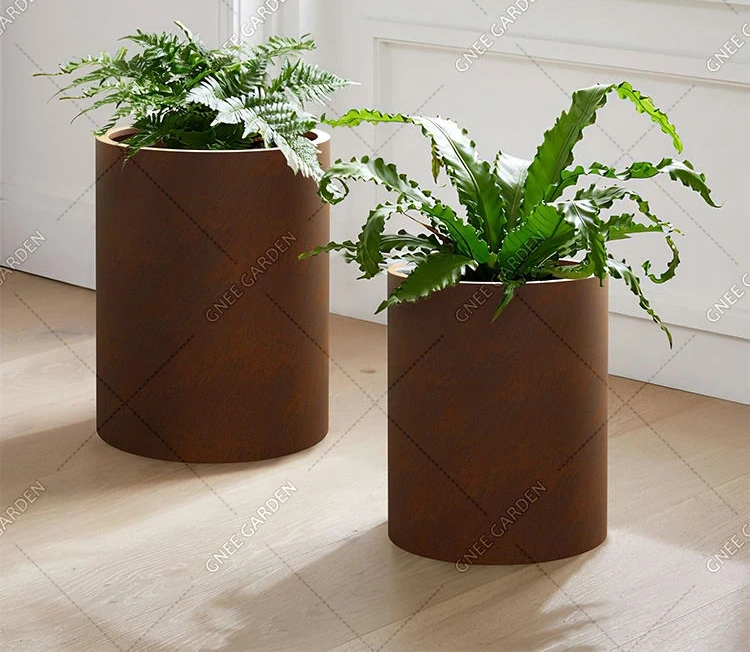 Corten Steel Gardem Planter Large Outdoor Planter Fence Corten Large Round Corten Steel Planters