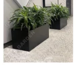 Outdoor Corten Steel Flower Pot Garden Black Steel Sheet Planter Planters Large Rectangular Planter