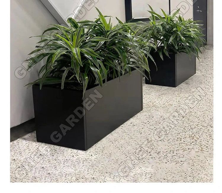 Outdoor Corten Steel Flower Pot Garden Black Steel Sheet Planter Planters Large Rectangular Planter