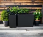 Modern Black Rectangular Planter Metal Steel Planter Box Rectangle Planter