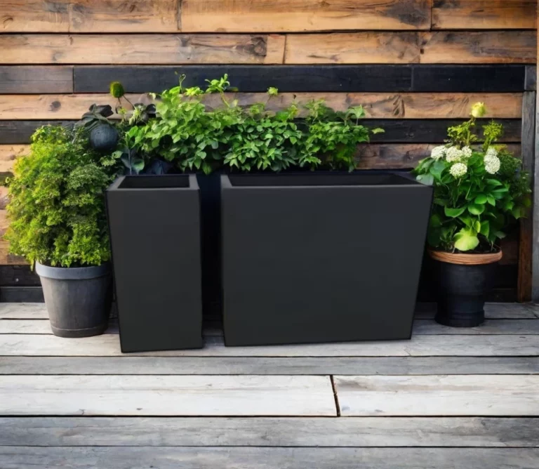 Modern Black Rectangular Planter Metal Steel Planter Box Rectangle Planter
