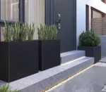 Metal Planter Rust Flower Pot Outdoor Garden Long Plant Flower Box