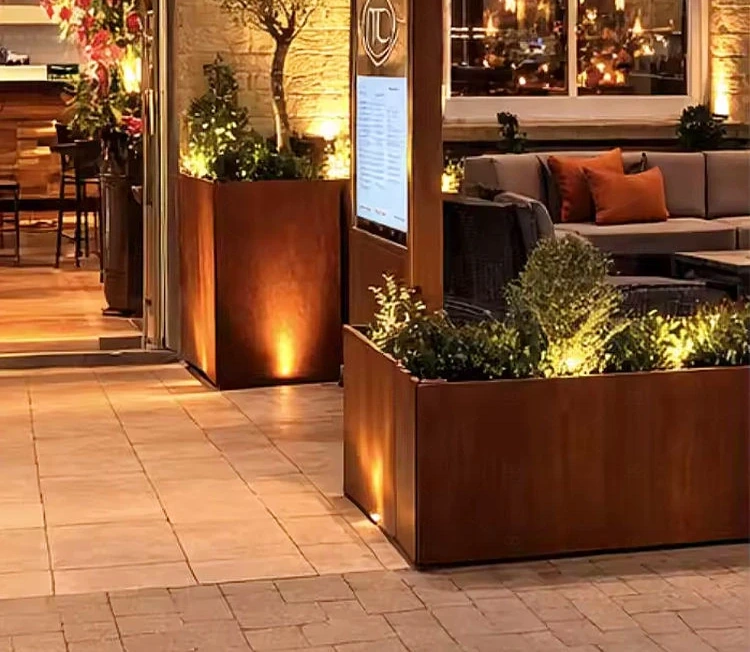 Corten Steel Rectangular Garden Tree Planter Box Rusted Metal Eco-Friendly Modern Home Outdoor Planter