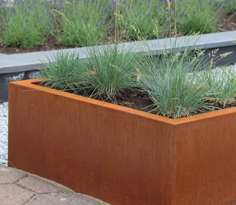 Outdoor Home Decor Raised Garden with Rectangular Corten Steel Planters Corrosion-Resistant Flower Planter