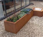 Outdoor Home Decor Raised Garden with Rectangular Corten Steel Planters Corrosion-Resistant Flower Planter