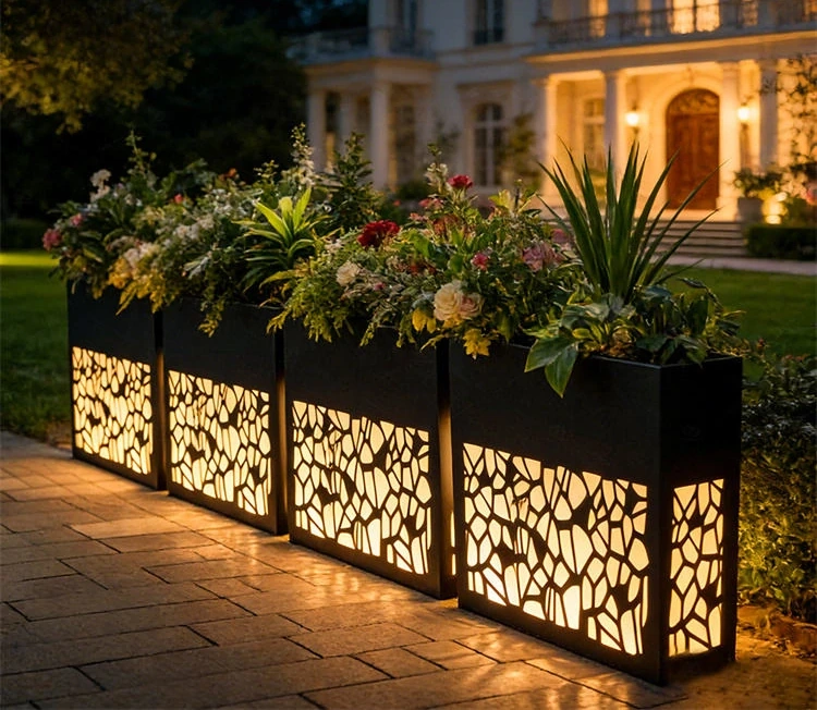 Large Outdoor Planter Fence Metal Outdoor Steel Flower Planter Large Garden Metal Planters
