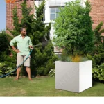 Flower Garden Steel Plant Pots Outdoor Planters Black Rectangular Modern Eco-Friendly Home & Garden Use