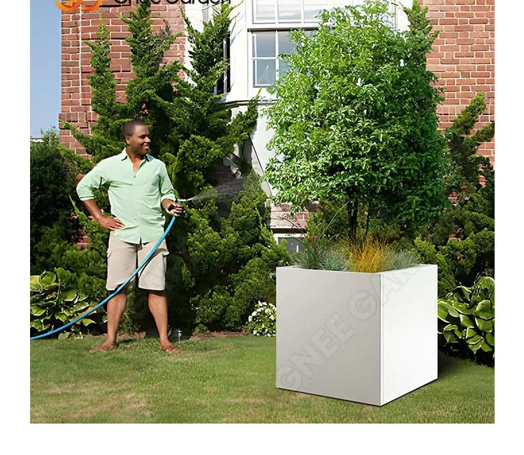 Flower Garden Steel Plant Pots Outdoor Planters Black Rectangular Modern Eco-Friendly Home & Garden Use