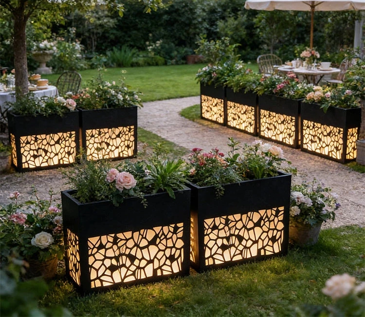 Outdoor Raised Garden Metal Steel Planters Rectangular Planter Box