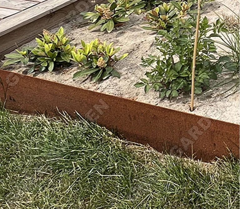 Corten steel garden border edging for commercial landscape installation