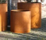 Corten Steel Decorative Round Planter Box for Home Garden Durable Flower Pot