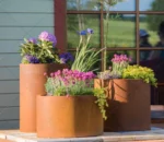 Corten Steel Decorative Round Planter Box for Home Garden Durable Flower Pot