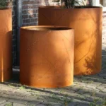 Corten Steel Decorative Round Planter Box for Home Garden Durable Flower Pot