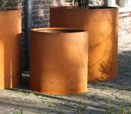 Corten Steel Decorative Round Planter Box for Home Garden Durable Flower Pot
