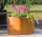 Corten Steel Decorative Round Planter Box for Home Garden Durable Flower Pot