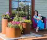 Corten Steel Decorative Round Planter Box for Home Garden Durable Flower Pot