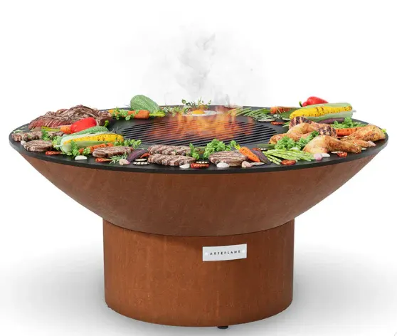 Corten steel BBQ fire pit table from media library