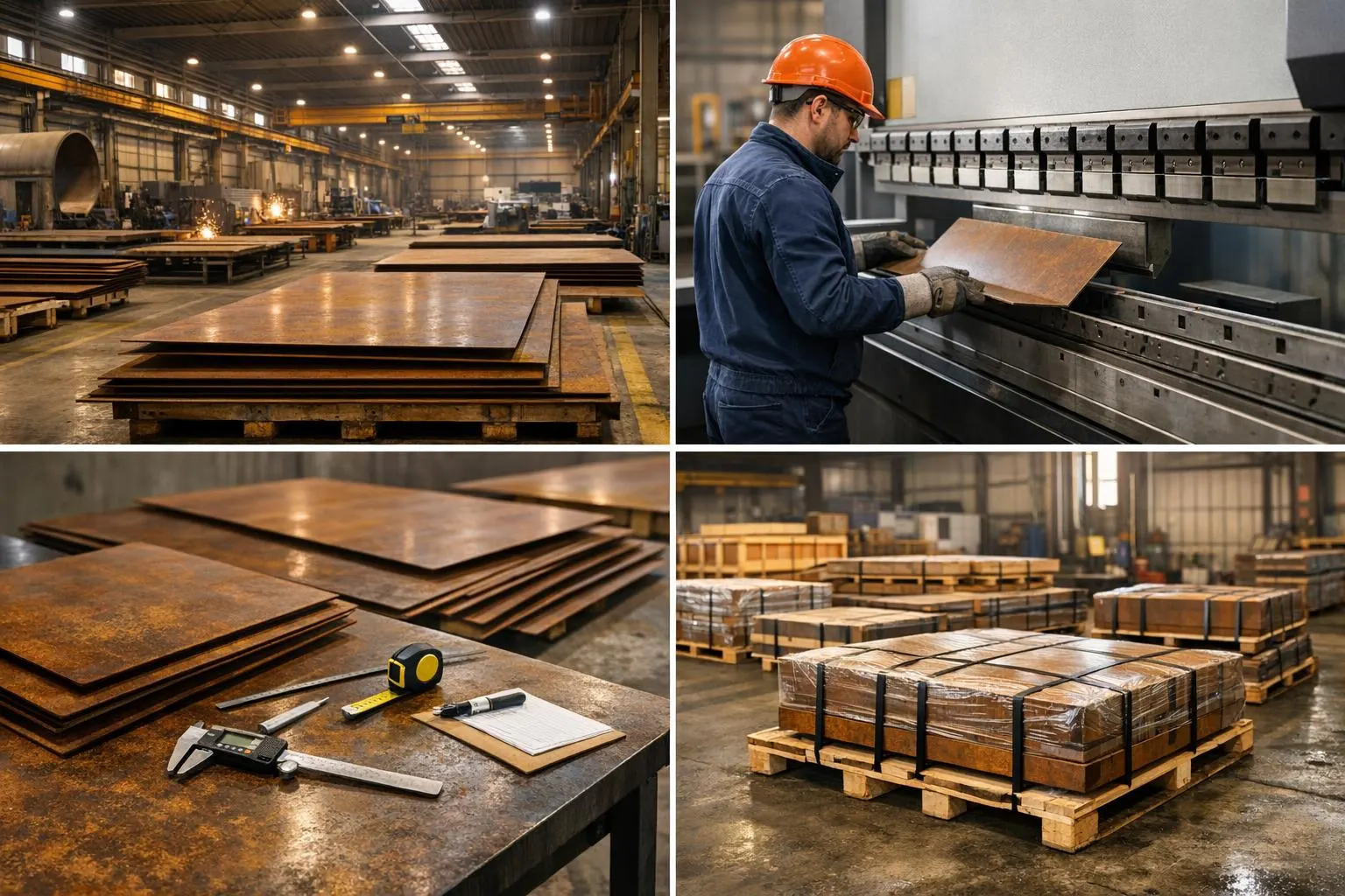 Press brake bending for custom corten steel outdoor products before patina development