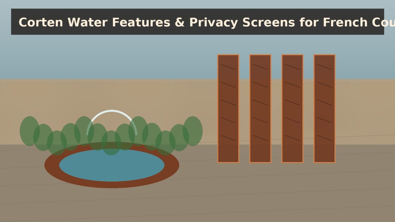 France corten water feature and privacy screens urban courtyard project image