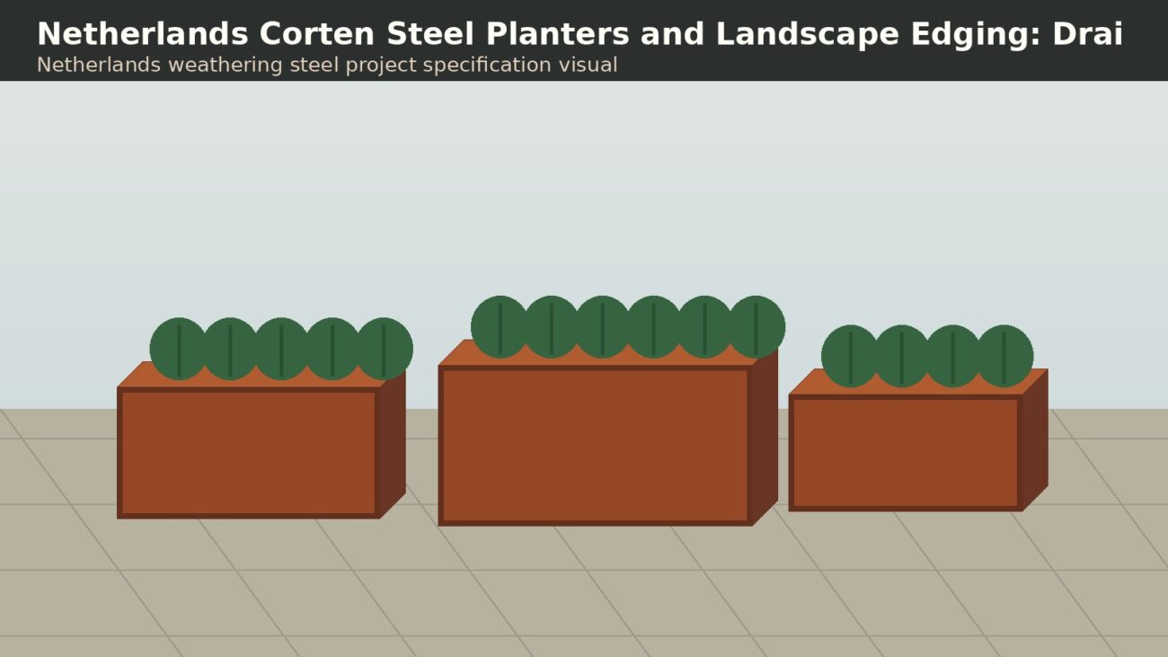 Netherlands corten steel planters and landscape edging project specification image