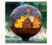 Spherical weathering steel fire feature with decorative cutouts